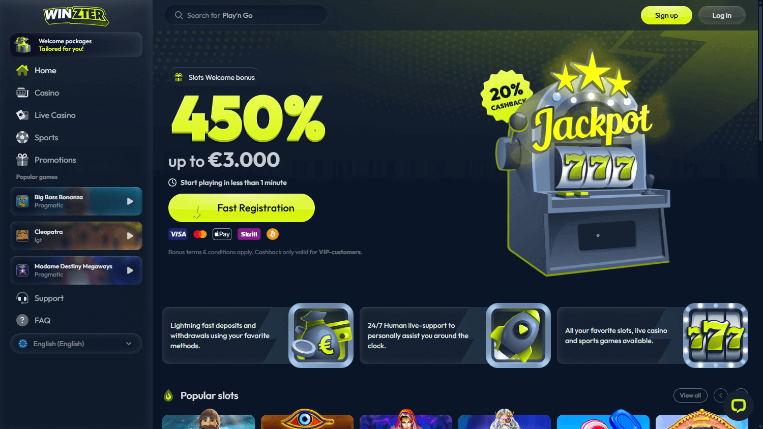 Winzter Casino Desktop screenshot